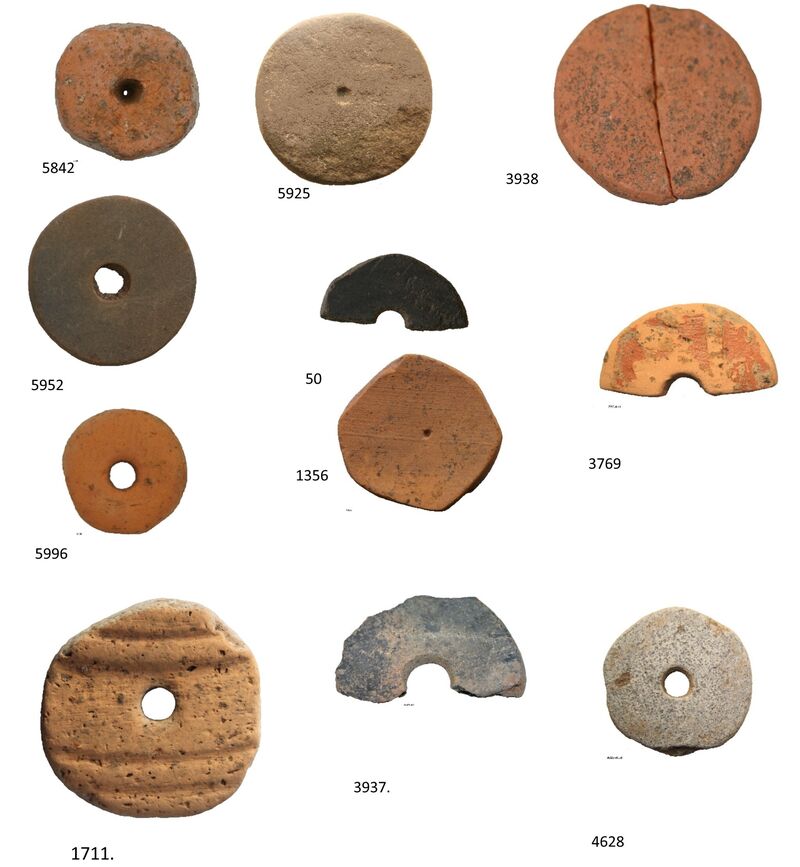 Plate 44. A selection of spindle whorls, scale 1:2